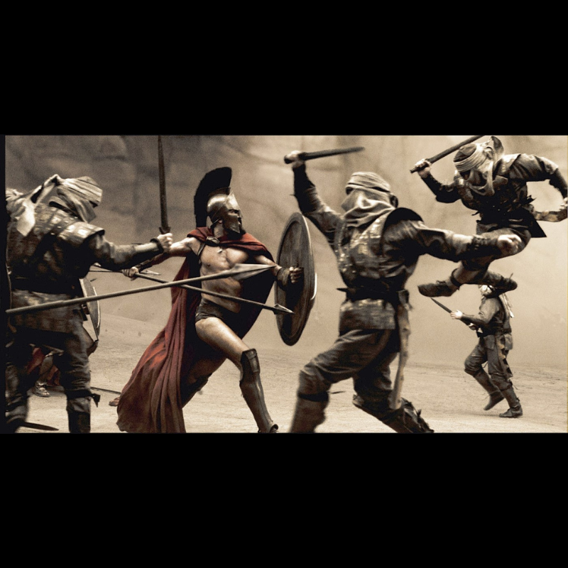 300A Photo du film 300 on y voit le héro du film comme celui présent sur les storyboard proposés sur cette page. CineProps original objets de film authentique