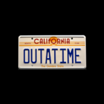 Photo du produit plaque d'immatriculation du film Retour vers le Futur. Reproduction d'objet de film.