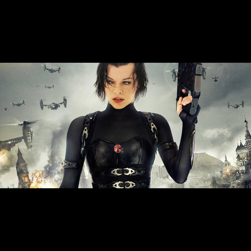 Photo du film Resident Evil on y voit Milla Jovovich portant le logo Umbrella comme le patch proposé sur cette page. Objet de collection. Accessoire de film original.