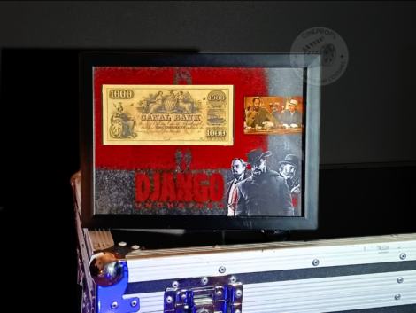 Movie props original objet de film authentique photo produit encadré billet de banque du canal film Django unchained