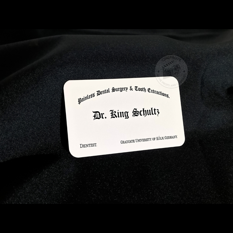 Movie props original objet de film authentique photo produit détail carte de visite king schultz film Django unchained