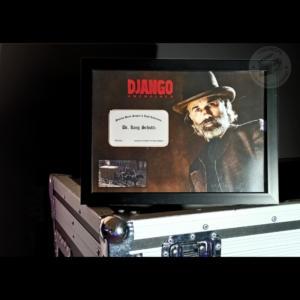 Movie props original objet de film authentique photo produit encadré carte de visite docteur king schultz film Django unchained